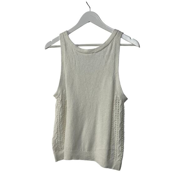 SPLENDID TOP WOMENS SIZE LARGE ALLY SCOOP NECK COTTON SWEATER TANK WHITE NEW - Picture 3 of 12